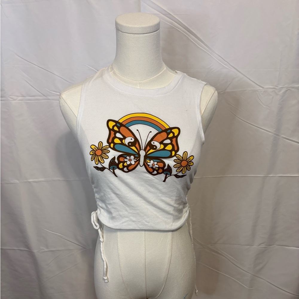 Organic Generation‎ Y2K Butterfly Side Tie Crop Tank – XS